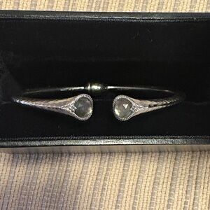 Gabriel & Co Elegant Sterling Silver Women's Hinged Cuff with Rock Crystal